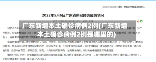广东新增本土确诊病例2例(广东新增本土确诊病例2例是哪里的)-第2张图片