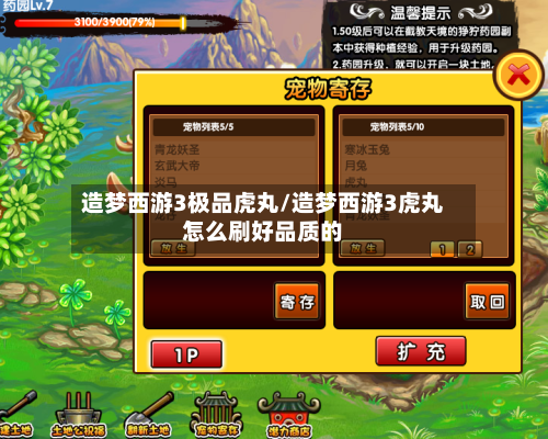 造梦西游3极品虎丸/造梦西游3虎丸怎么刷好品质的