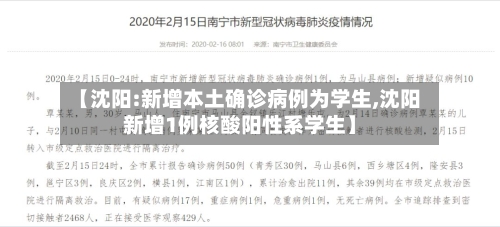 【沈阳:新增本土确诊病例为学生,沈阳新增1例核酸阳性系学生】-第3张图片