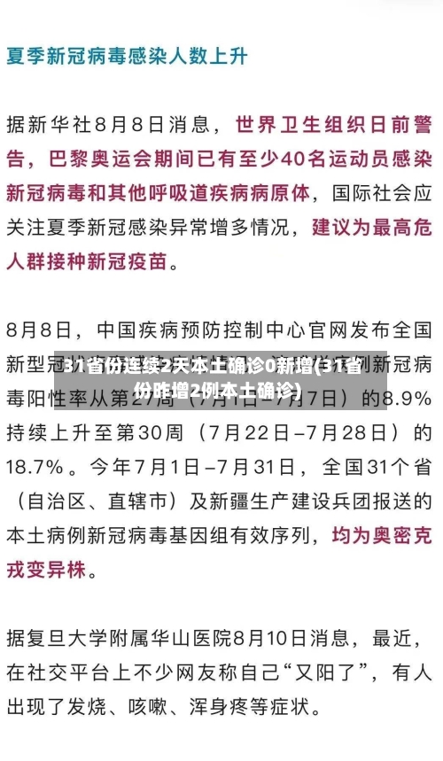 31省份连续2天本土确诊0新增(31省份昨增2例本土确诊)